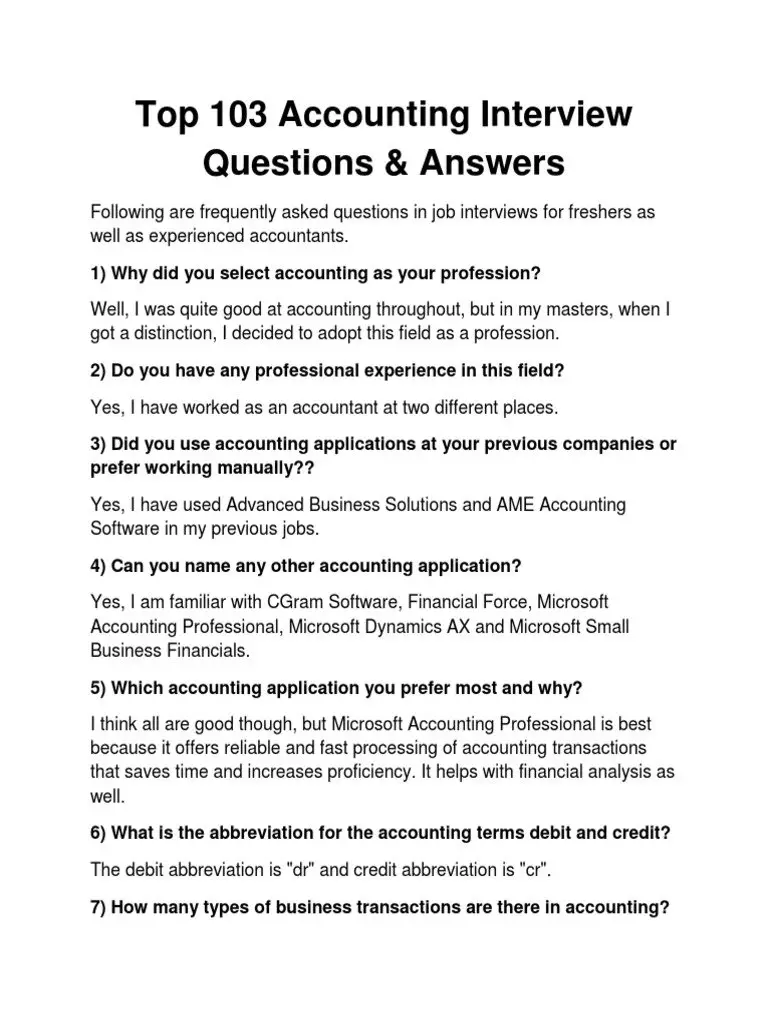 accounting problem solving interview questions