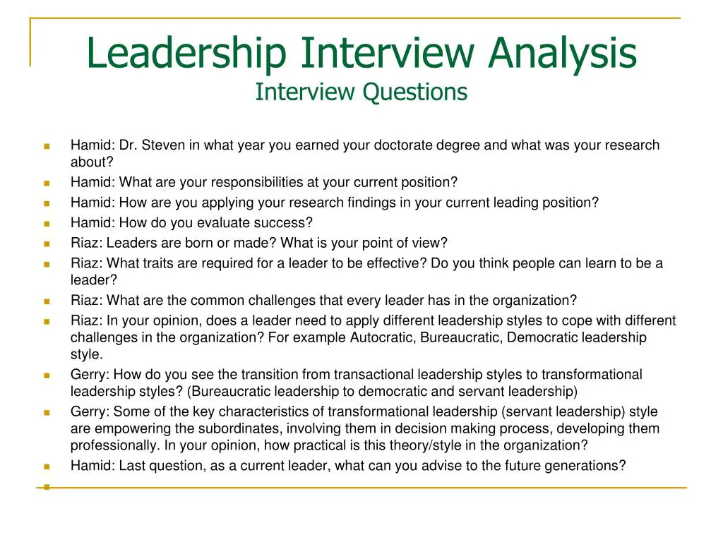 leadership interview questions education
